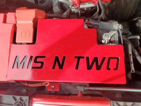 A close up of the engine of a car