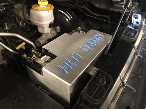 A close up of the engine of a car