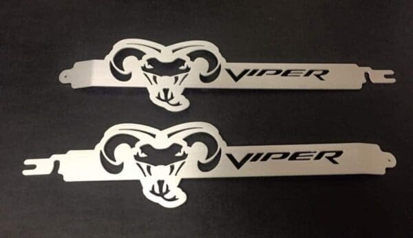 A pair of stickers with a ram on them